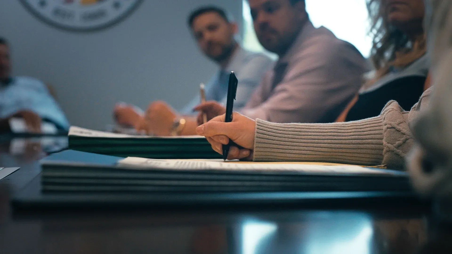 Collaborative planning meeting for a law firm video production partner