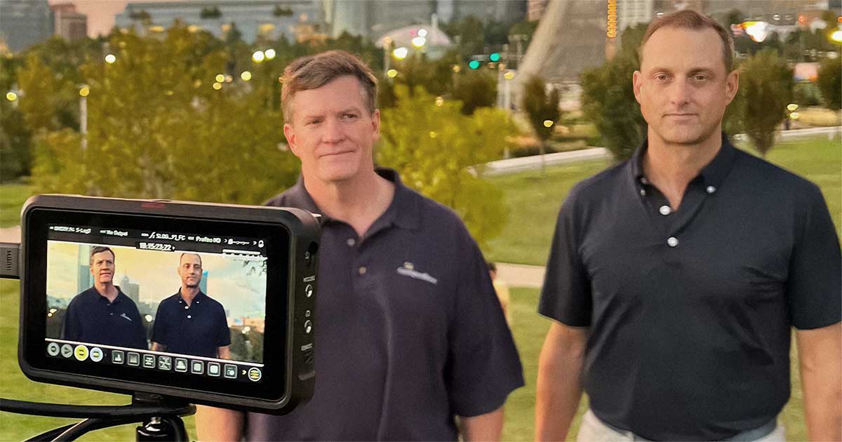 Filming Cunningham & Mears partners at a scenic outdoor location during their brand video shoot