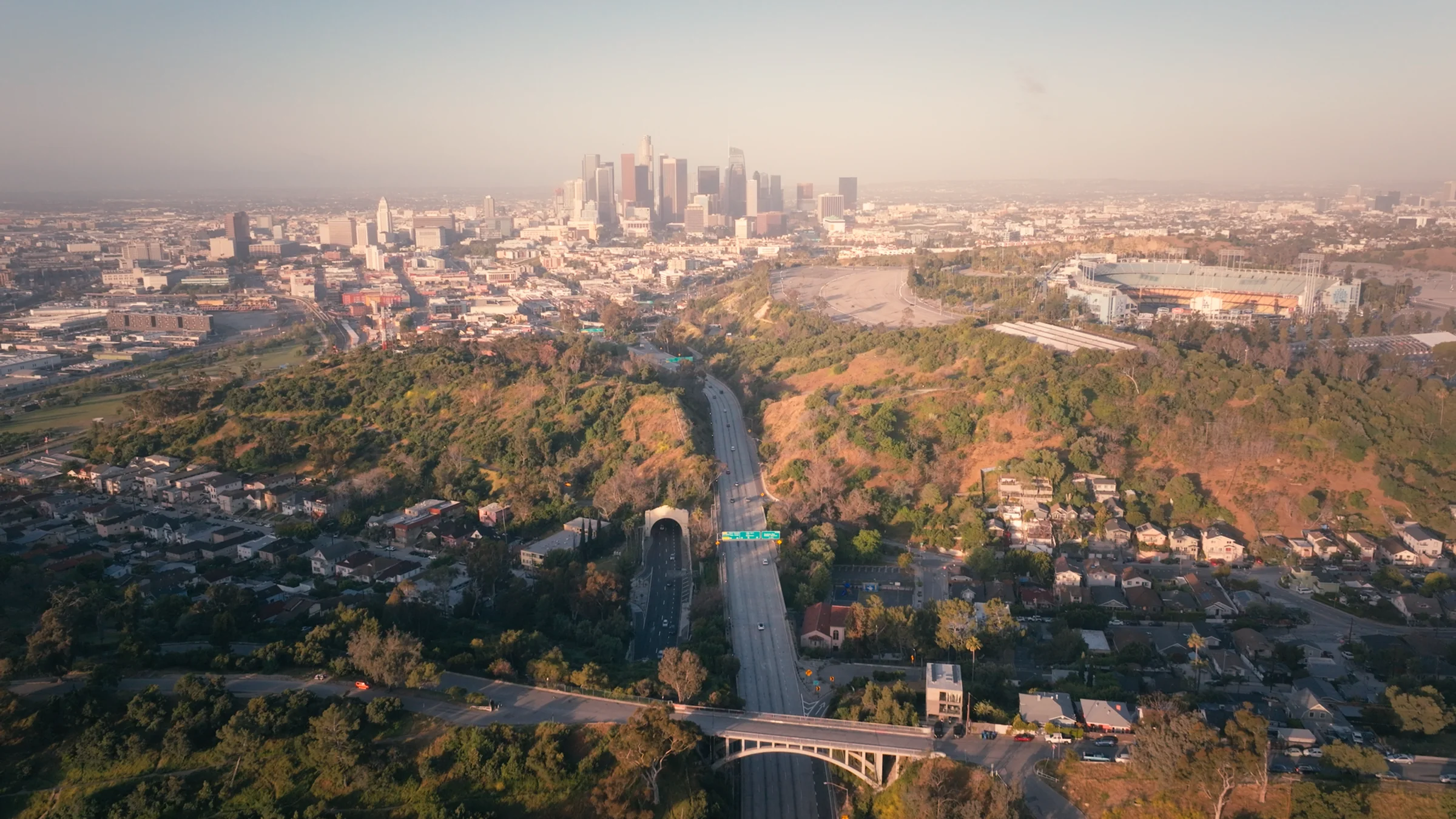 Los Angeles skyline used as a law firm video production location background