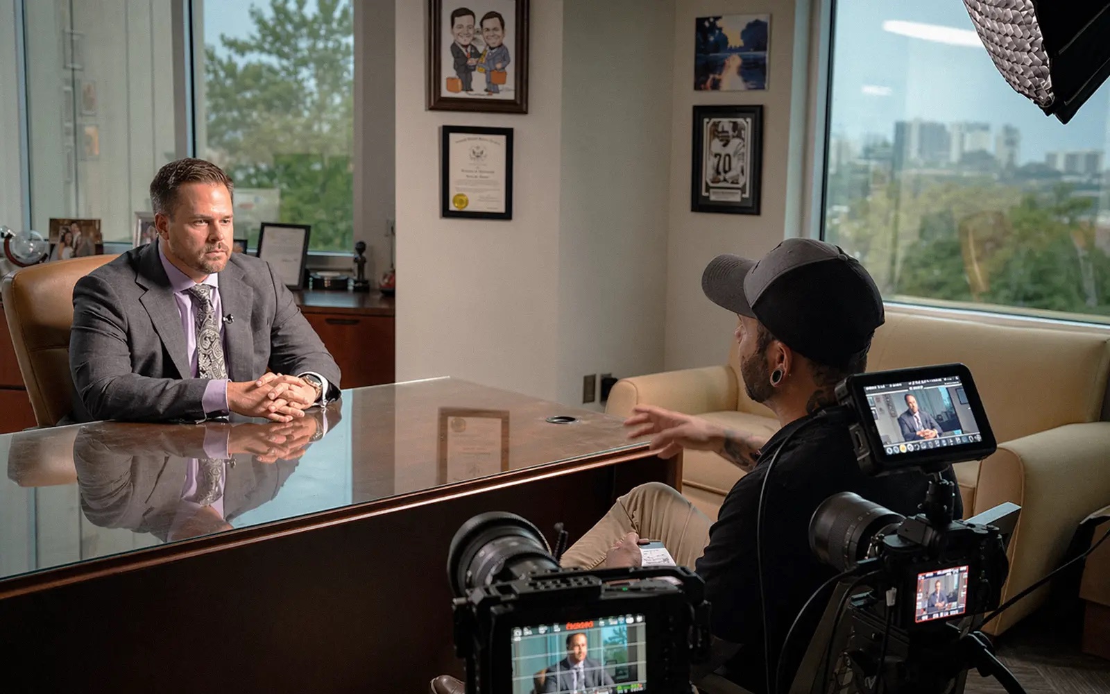 Story First shoot day — behind the scenes of a law firm video production