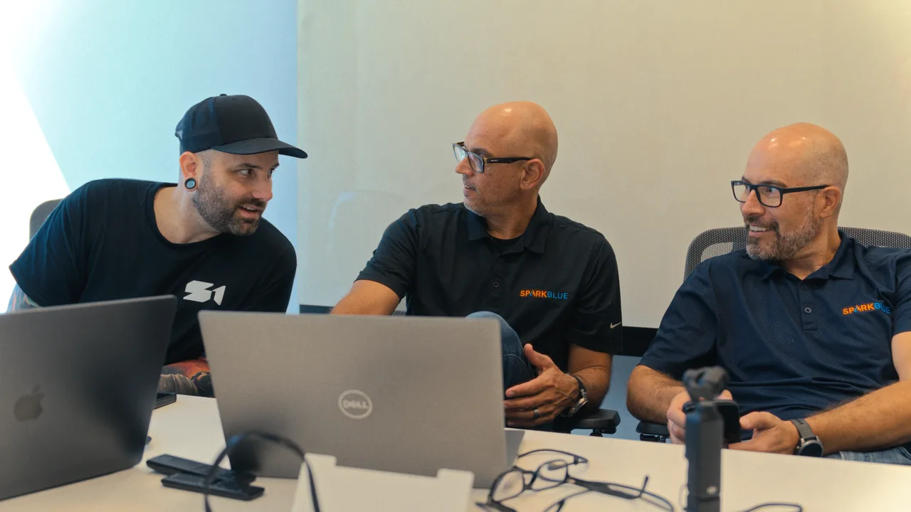 Story First and the Spark Blue team during a client review session